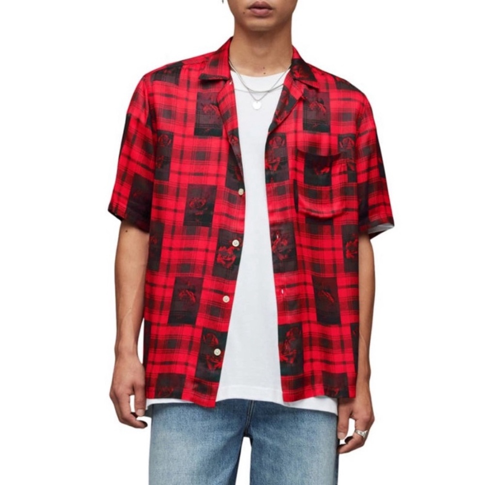 ALLSAINTS: Fritillaria SS Button Up Shirt (NWT) Size Large Mens